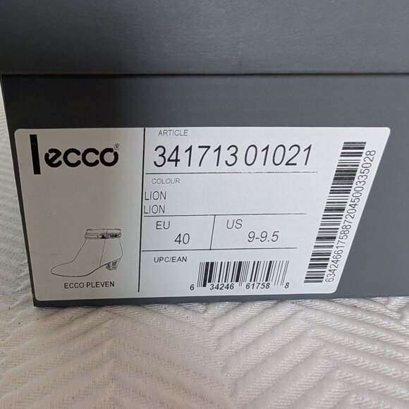 ECCO Pleven Ankle Boots Tan Brown Leather Size 40 US 9 – 9.5 New - Picture 11 of 13